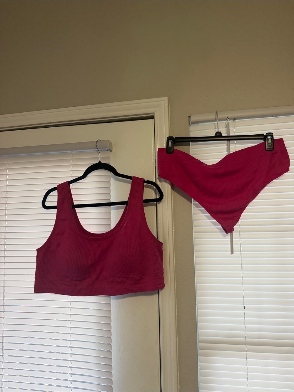 Torrid Ribbed Scoop Bandeau Bralette & High-Cut Brief thong Set in Magenta